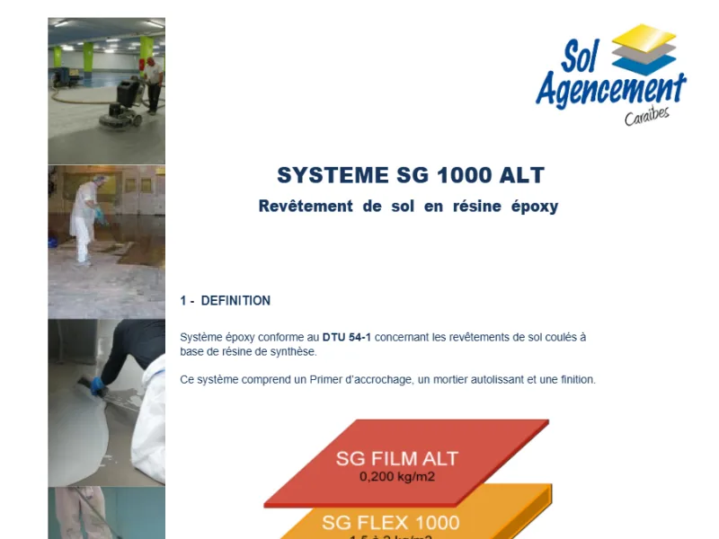 Première page de la fiche système SG 1000 ALT