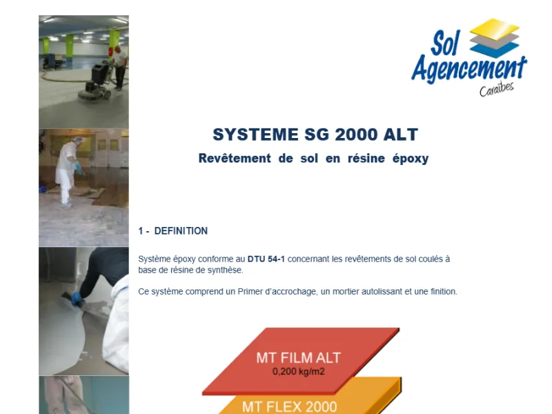 Première page de la fiche système SG 2000 ALT