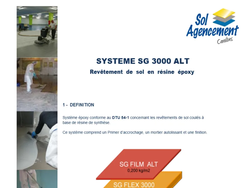 Première page de la fiche système SG 3000 ALT