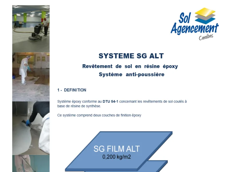 Première page de la fiche système SG ALT