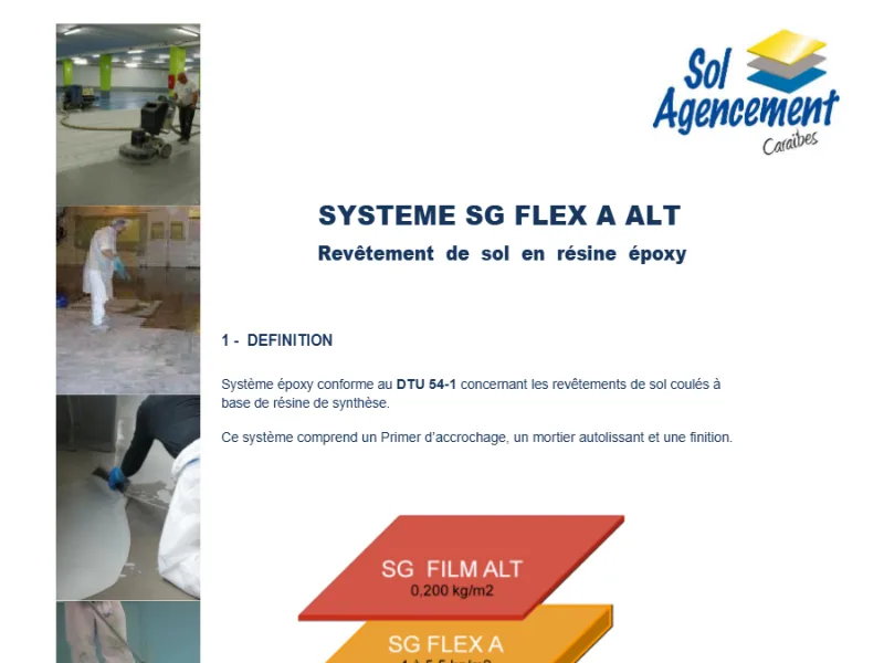 Première page de la fiche système SG Flex A ALT