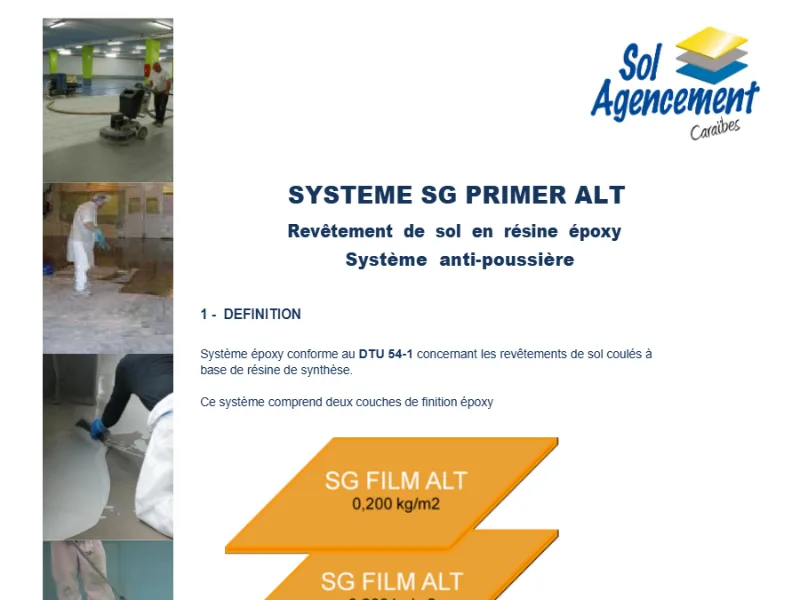 Première page de la fiche système SG Primer ALT