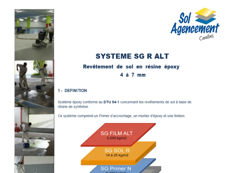 Première page de la fiche système SG R ALT