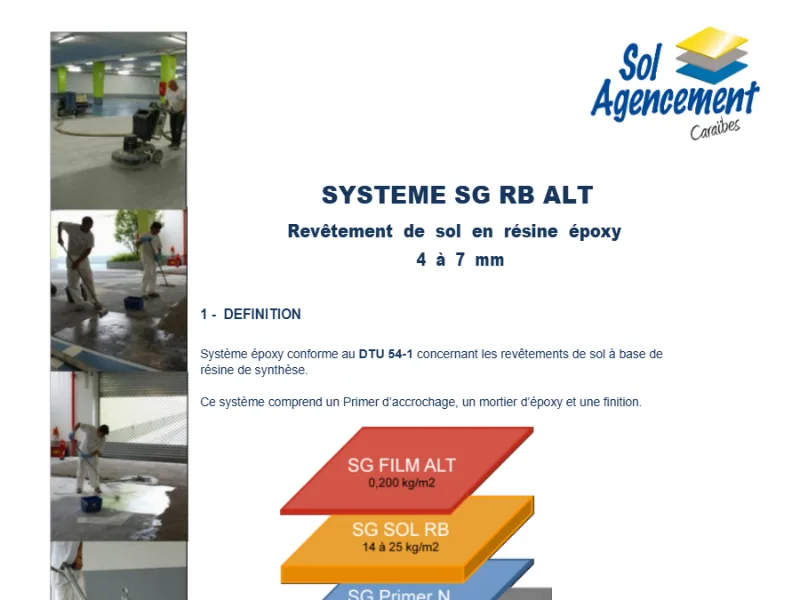 Première page de la fiche système SG RB ALT